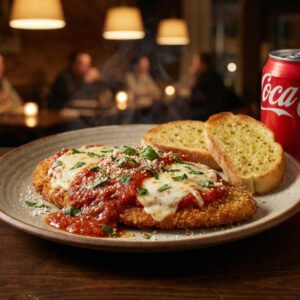 Menu # 5 chicken parmesan w / garlic bread • free can soda