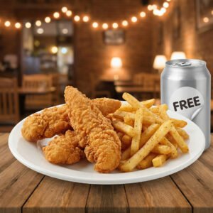 Menu # 3 3 chicken fingers w/ fries • free can soda
