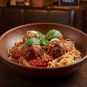 Menu spaghetti meatballs