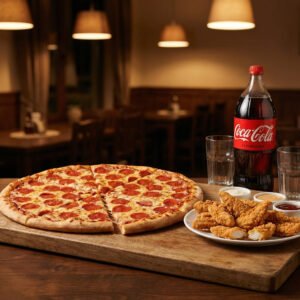 Menu # 5 16” pizza pies • 1 topping + 10 fingers • one 2lt soda