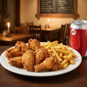 Menu # 1 8 chicken wings w / fries • free can soda