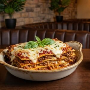 Menu baked meat lasagna