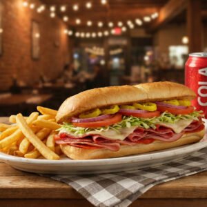 Menu # 8 any hot or cold sub w / fries • free can soda